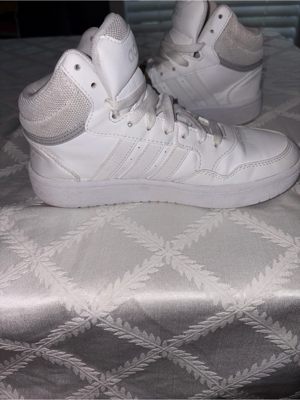 Adidas Kids Hoops 3.0 Mid Basketball Sneakers - Cloud White/Grey - Size 3Y